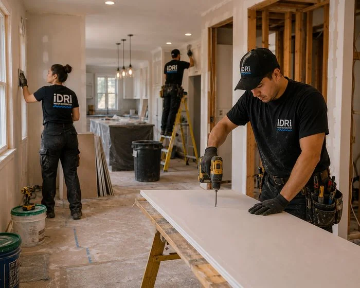 Rebuilding drywall and finishes after water damage in a Beverly Hills home