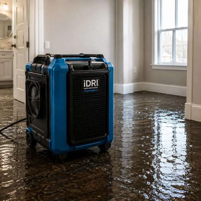 iDri technician extracting standing water from a flooded Beverly Hills home